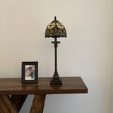 Tiffany Style Table Lamp Stained Glass Red Tulips 8"W*8"D*24"H