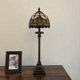 Tiffany Style Table Lamp Stained Glass Red Tulips 8"W*8"D*24"H