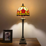 Tiffany Style Table Lamp Stained Glass Red Tulips 8"W*8"D*24"H