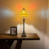 Tiffany Style Table Lamp Gold Stained Glass Crystal Beans LED Bulb 8"W*8"D*24"H