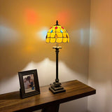 Tiffany Style Table Lamp Gold Stained Glass Crystal Beans LED Bulb 8"W*8"D*24"H