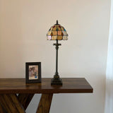 Tiffany Style Table Lamp Gold Stained Glass Crystal Beans LED Bulb 8"W*8"D*24"H