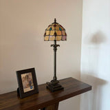 Tiffany Style Table Lamp Gold Stained Glass Crystal Beans LED Bulb 8"W*8"D*24"H