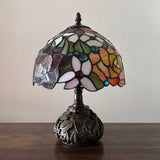 Tiffany Style Table Lamp Stained Glass Rose Flowers Included LED Bulb 10"W*10"D*14"H
