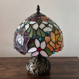 Tiffany Style Table Lamp Stained Glass Rose Flowers Included LED Bulb 10"W*10"D*14"H