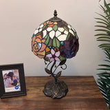 Tiffany Style Table Lamp Stained Glass Rose Flowers Include LED Bulb 10”W*10”D*20”H