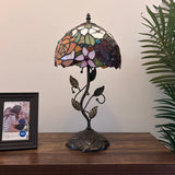 Tiffany Style Table Lamp Stained Glass Rose Flowers Include LED Bulb 10”W*10”D*20”H