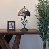 Tiffany Style Table Lamp Stained Glass Rose Flowers Include LED Bulb 10”W*10”D*20”H