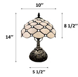 Tiffany Style Table Lamp White Stained Glass Crystal Beans Include LED Bulb 10"W*10"D*14"H