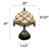 Tiffany Style Table Lamp Beige Stained Glass Crystal Beans Include LED Bulb 10"W*10"D*14"H