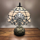 Tiffany Style Table Lamp White Stained Glass Baroque Style Lavender Included LED Bulb 10"W*10"D*14"H