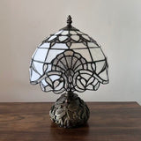Tiffany Style Table Lamp White Stained Glass Baroque Style Lavender Included LED Bulb 10"W*10"D*14"H