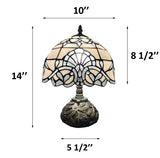 Tiffany Style Table Lamp White Stained Glass Baroque Style Lavender Included LED Bulb 10"W*10"D*14"H