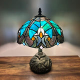 Tiffany Style Table Lamp Green Brown Stained Glass Include LED Bulb 10"W*10"D*14"H