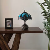 Tiffany Style Table Lamp Green Brown Stained Glass Include LED Bulb 10"W*10"D*14"H