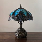 Tiffany Style Table Lamp Green Brown Stained Glass Include LED Bulb 10"W*10"D*14"H