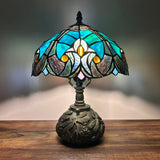 Tiffany Style Table Lamp Green Brown Stained Glass Include LED Bulb 10"W*10"D*14"H