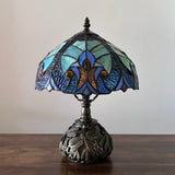 Tiffany Style Table Lamp Blue Stained Glass Included LED Bulb 10"W*10"D*14"H