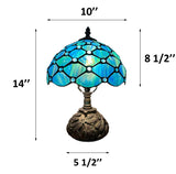 Tiffany Style Table Lamp Blue Stained Glass Crystal Beans Included LED Bulb 10"W*10"D*14"H