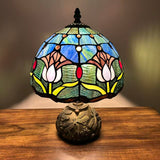 Tiffany Style Table Lamp Stained Glass Tulips Included LED Bulb 10"W*10"D*14"H