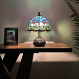 Tiffany Style Table Lamp Stained Glass Tulips Included LED Bulb 10"W*10"D*14"H