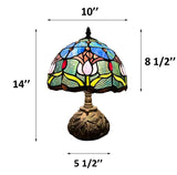 Tiffany Style Table Lamp Stained Glass Tulips Included LED Bulb 10"W*10"D*14"H