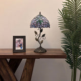 Tiffany Style Table Lamp Purple Stained Glass Included LED Bulb 10"W*10"D*20"H
