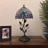 Tiffany Style Table Lamp Purple Stained Glass Included LED Bulb 10"W*10"D*20"H