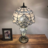 Tiffany Style Table Lamp White Stained Glass Baroque Style 12"W*12"D*22"H