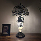 Tiffany Style Table Lamp White Stained Glass Baroque Style 12"W*12"D*22"H
