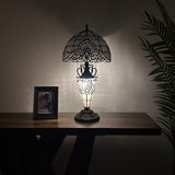 Tiffany Style Table Lamp White Stained Glass Baroque Style 12"W*12"D*22"H
