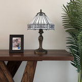 Tiffany Style Table Lamp White Stained Glass Hexagon 12"W*12"D*19"H