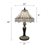 Tiffany Style Table Lamp White Stained Glass Hexagon 12"W*12"D*19"H