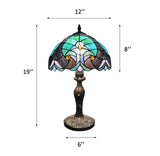 Tiffany Style Table Lamp Green Brown Stained Glass included LED bulb 12"W*12"D*19"H