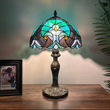 Tiffany Style Table Lamp Green Brown Stained Glass included LED bulb 12"W*12"D*19"H