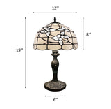 Tiffany Style Table Lamp White Stained Glass Flowers ET1263
