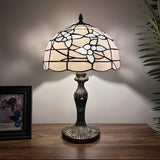 Tiffany Style Table Lamp White Stained Glass Flowers ET1263