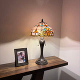 Tiffany Style Table Lamp Pink Stained Glass Baroque Style 12"W*12"D*22"H