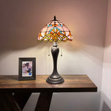 Tiffany Style Table Lamp Pink Stained Glass Baroque Style 12"W*12"D*22"H