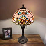 Tiffany Style Table Lamp Pink Stained Glass Baroque Style 12"W*12"D*22"H