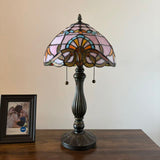 Tiffany Style Table Lamp Pink Stained Glass Baroque Style 12"W*12"D*22"H