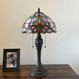 Tiffany Style Table Lamp Pink Stained Glass Baroque Style 12"W*12"D*22"H