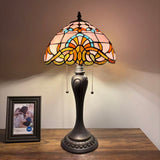 Tiffany Style Table Lamp Pink Stained Glass Baroque Style 12"W*12"D*22"H