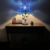 Tiffany Style Table Lamp Blue Stained Glass Baroque Style LED Bulb Included 22"H*12"W*12"D