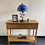 Tiffany Style Table Lamp Blue Stained Glass Baroque Style LED Bulb Included 22"H*12"W*12"D