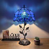 Tiffany Style Table Lamp Blue Stained Glass Baroque Style LED Bulb Included 22"H*12"W*12"D