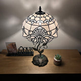 Tiffany Style Table Lamp White Stained Glass Baroque Style LED Bulb Included 22"H*12"W*12"D