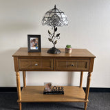 Tiffany Style Table Lamp White Stained Glass Baroque Style LED Bulb Included 22"H*12"W*12"D
