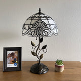 Tiffany Style Table Lamp White Stained Glass Baroque Style LED Bulb Included 22"H*12"W*12"D