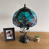 Tiffany Style Table Lamp Green Brown Stained Glass LED Bulb Included 22"H*12"W*12"D